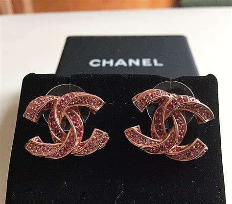 chanel ohrringe cc rosegold